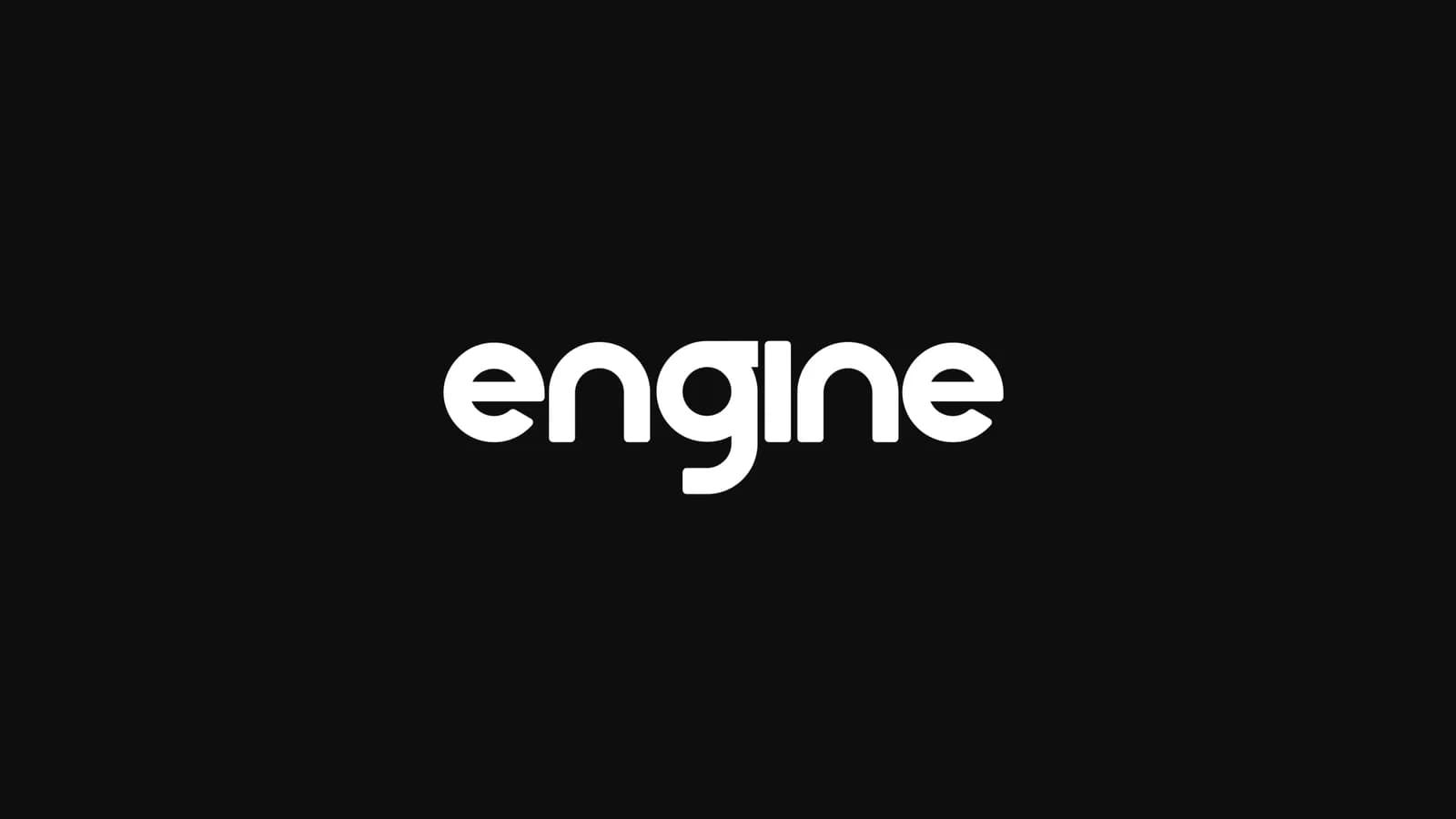 Engine logo shown in a dark promotional video frame